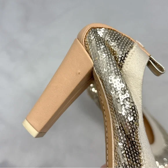 CHANEL CC Coco Mark Sequin Leather Elastic Block Heel Pumps Glam Designer Y2K - Picture 8 of 15